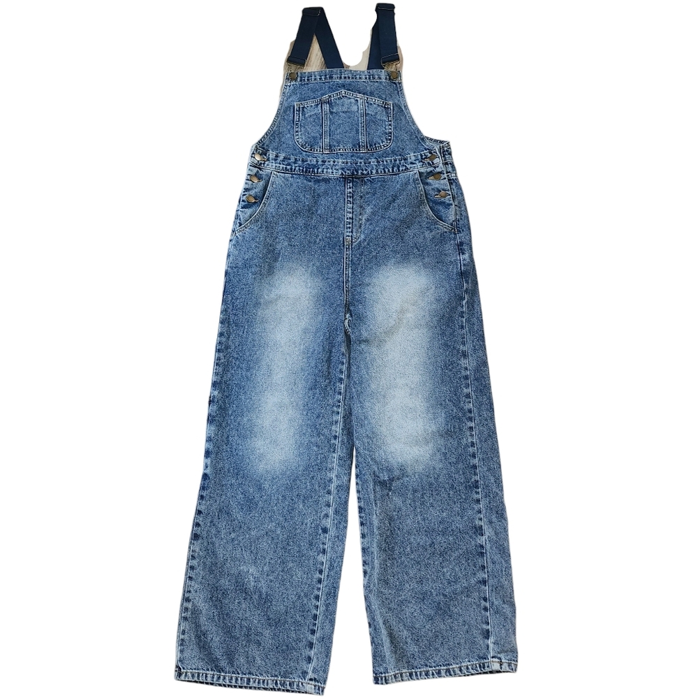 Cider Blue Medium Wash Wide Leg Denim Bib Overalls. Sz. 6/M